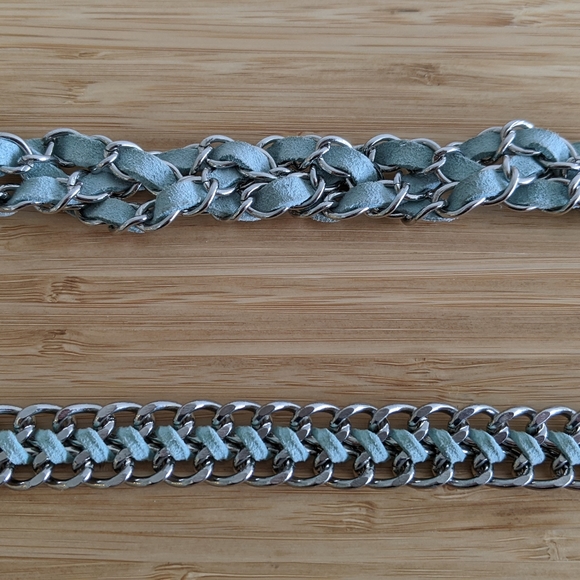 Necklace and bracelet Set - Gorgeous light blue leather - Picture 1 of 7